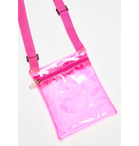 Clear Pink Fuchsia Vinyl Crossbody Bag Dolls Kill