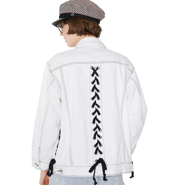 lace up denim jacket
