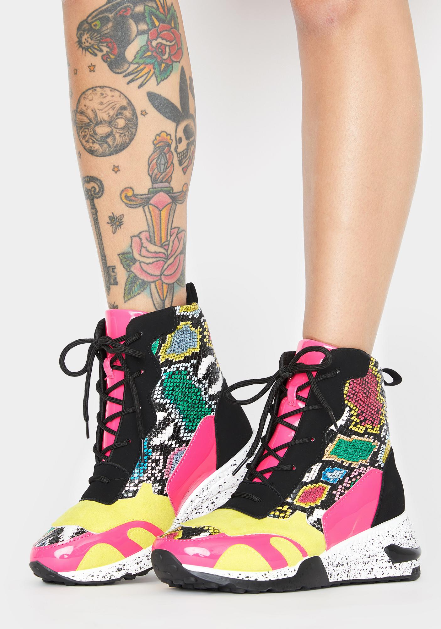 neon platform sneakers