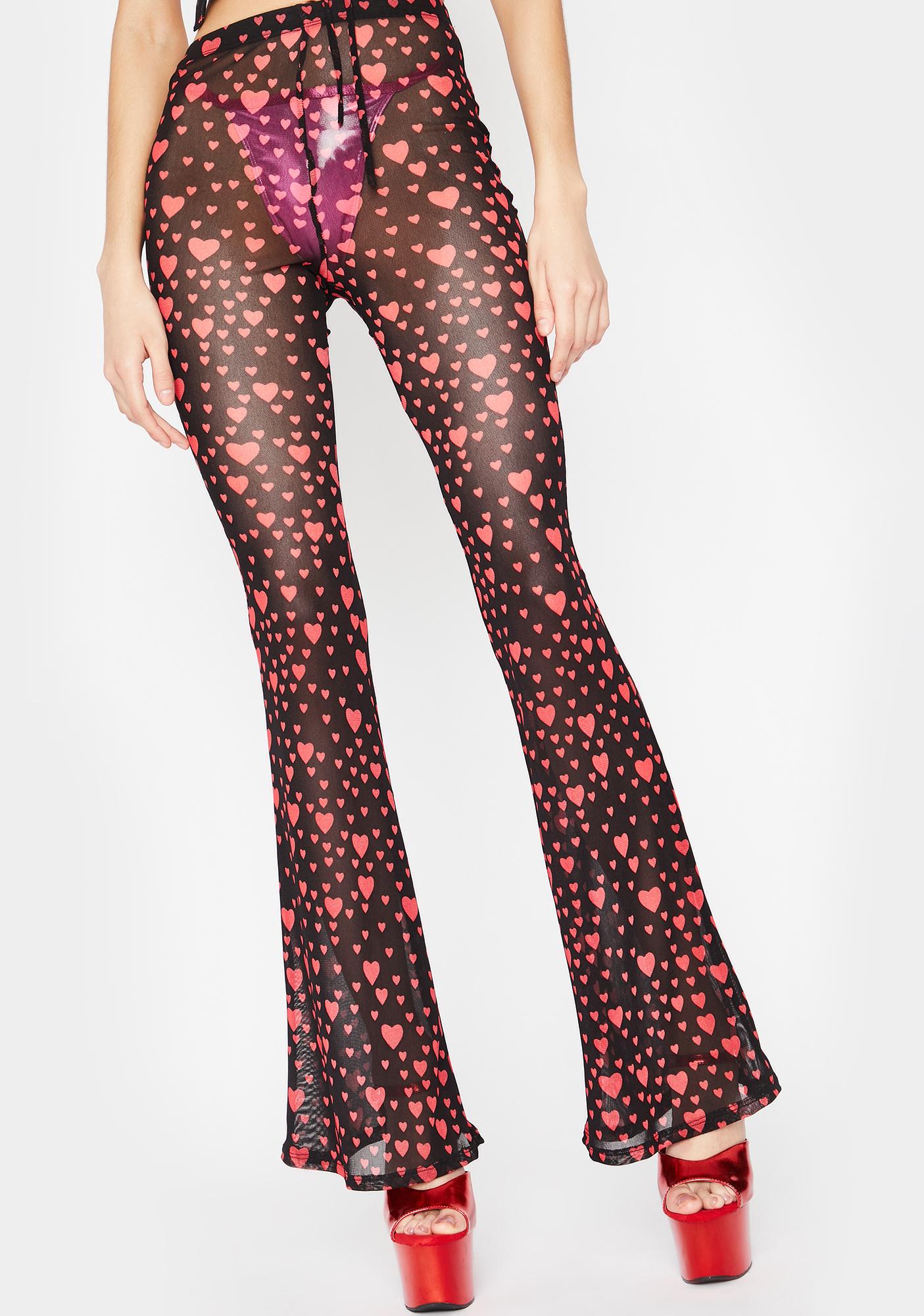 mesh flare pants