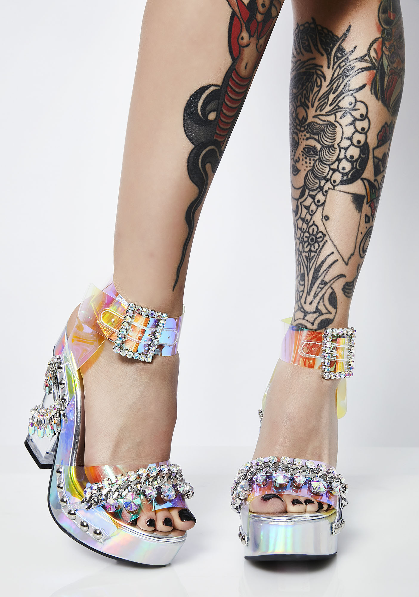 bedazzled platform heels