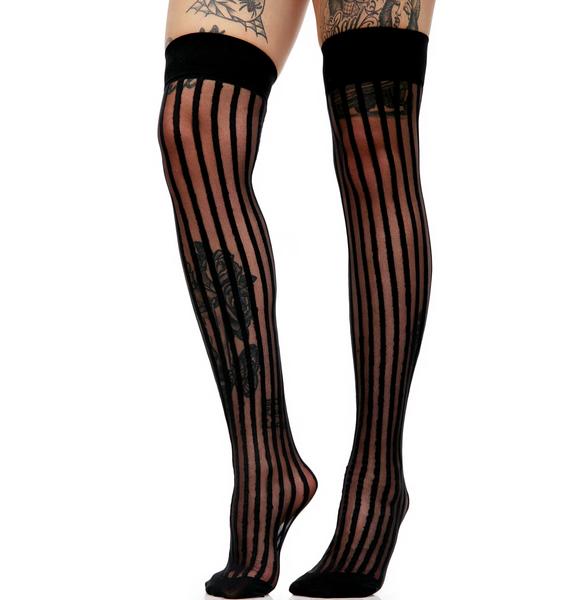 Sheer Vertical Striped Thigh Highs Dolls Kill 8660