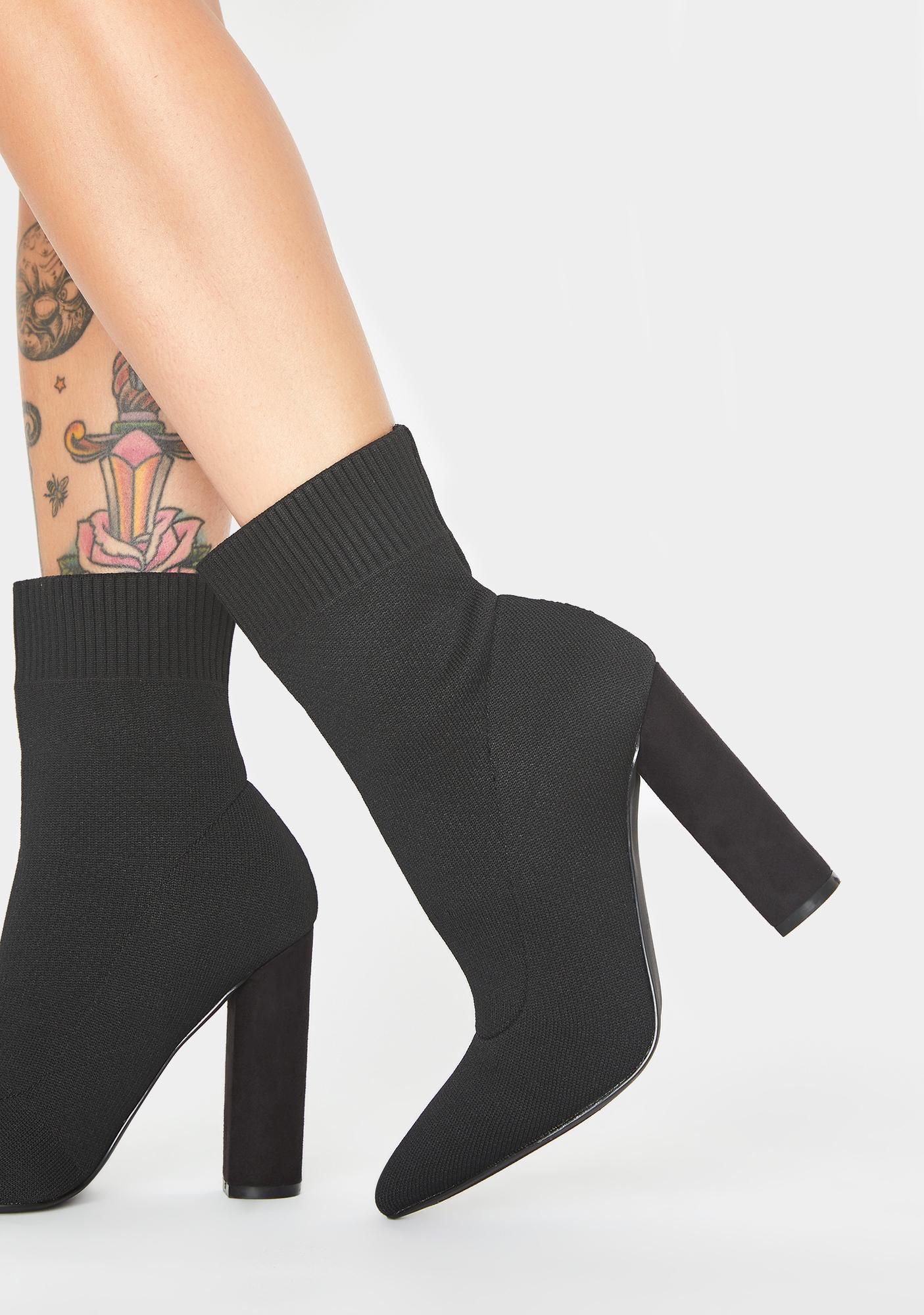 block heel ankle sock boots