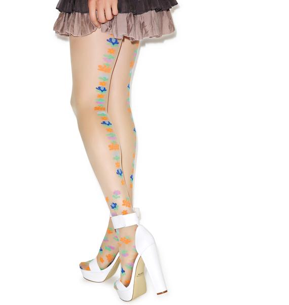 Pretty Polly California Floral Pantyhose Dolls Kill