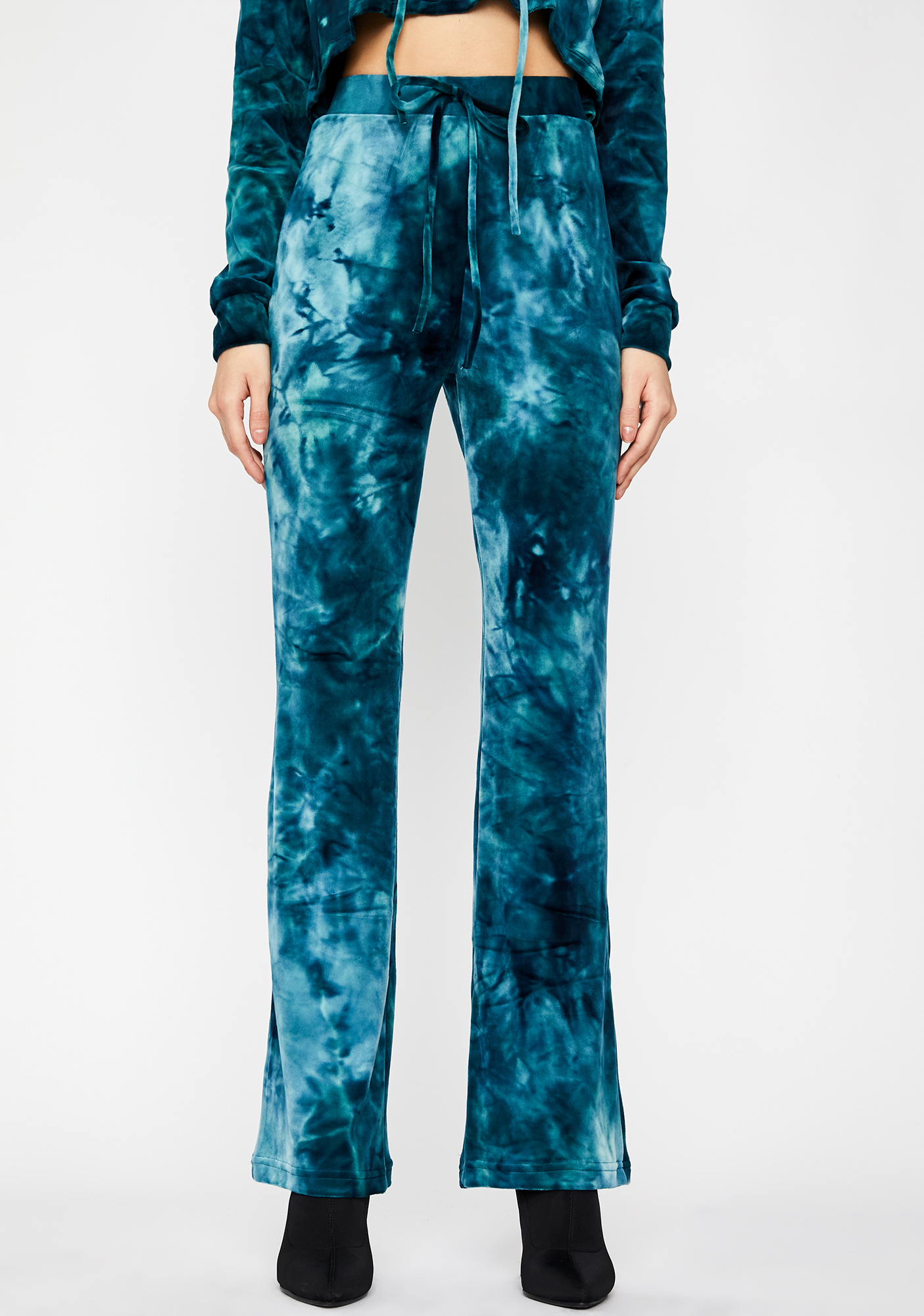 Tie Dye Velvet Sweatpants Teal Indigo Blue | Dolls Kill