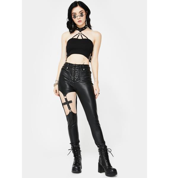 Devil Fashion Cross Cut-Out Skinny Pants