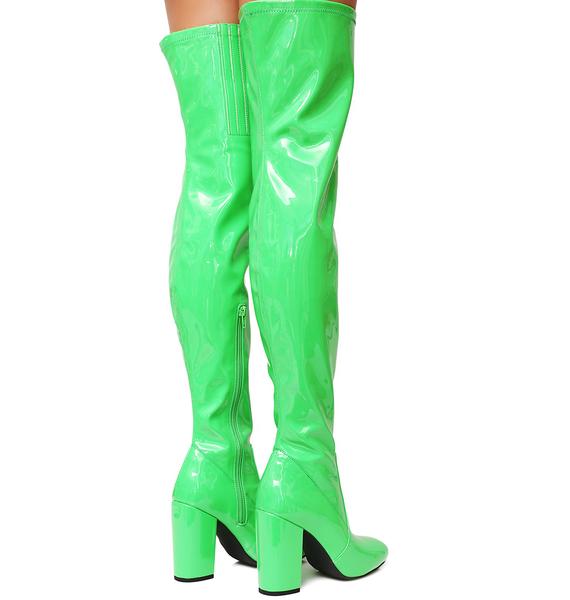 lime green knee high boots
