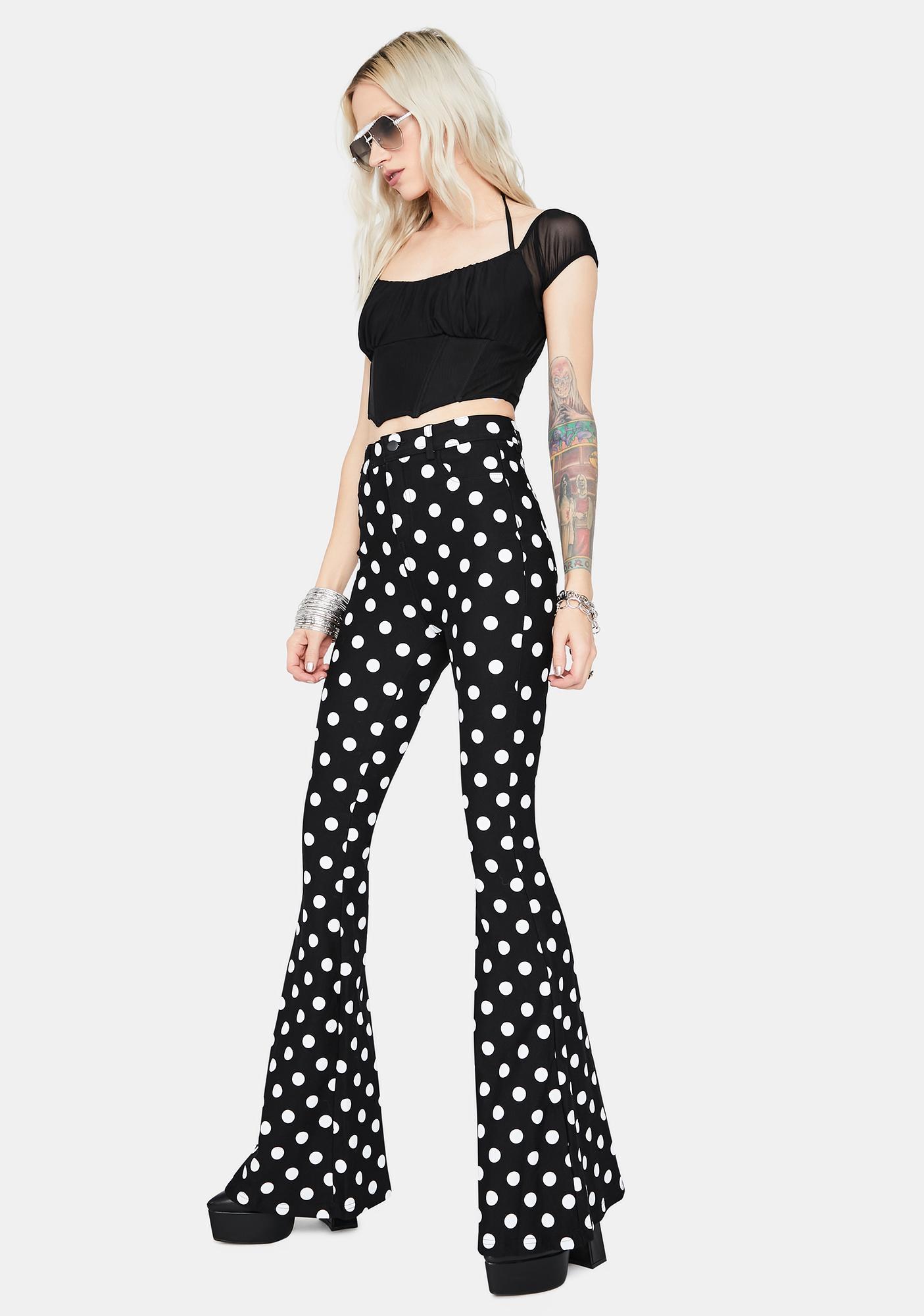 polka dot high waisted pants