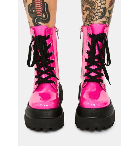 Delia's Patent Combat Boots Hot Pink Dolls Kill