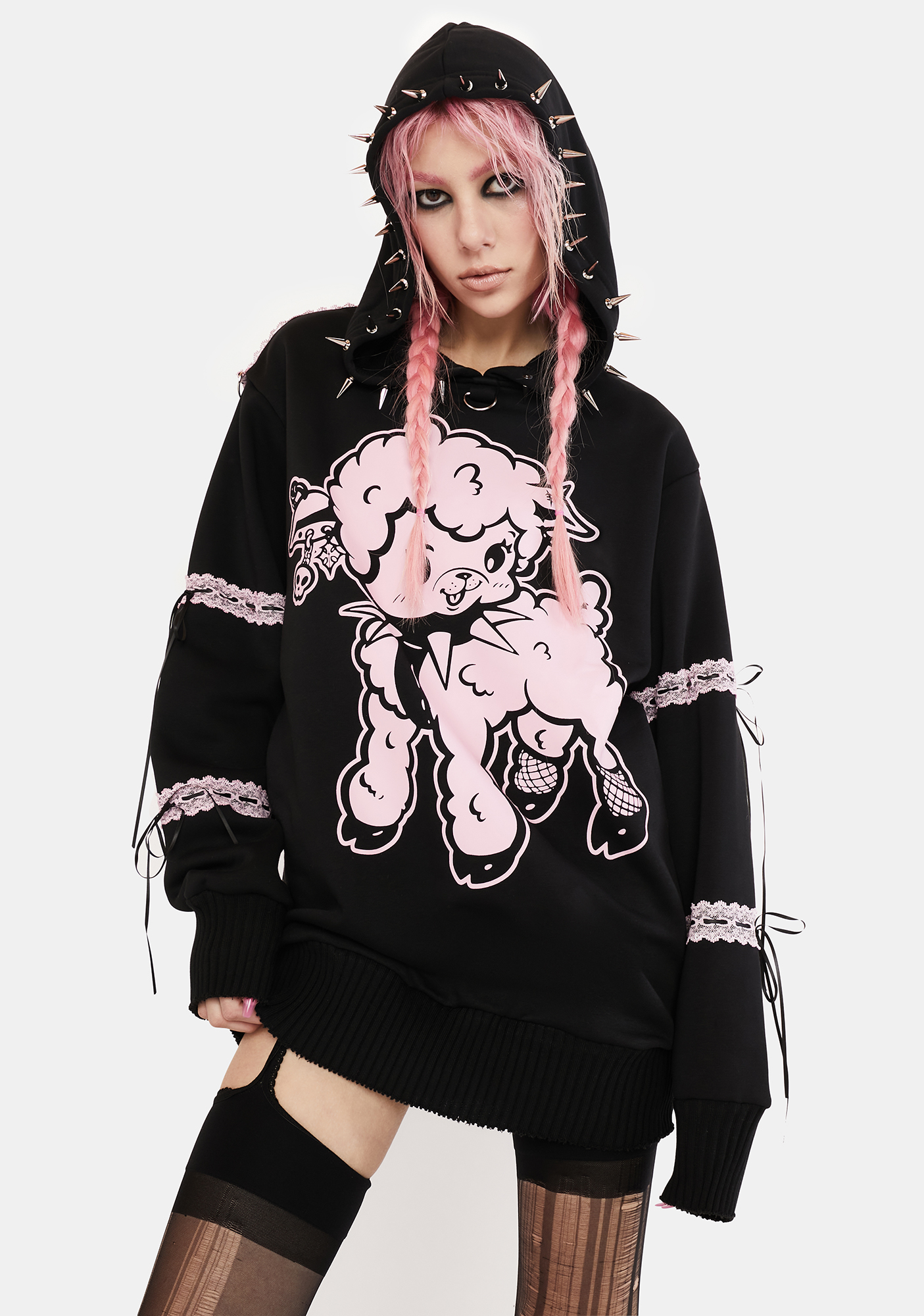 Current Mood Chain Crop Hoodie - Black – Dolls Kill