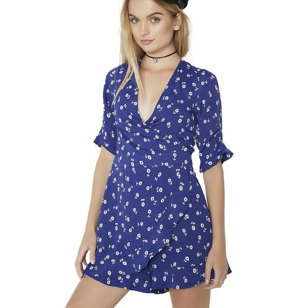 blue flower romper