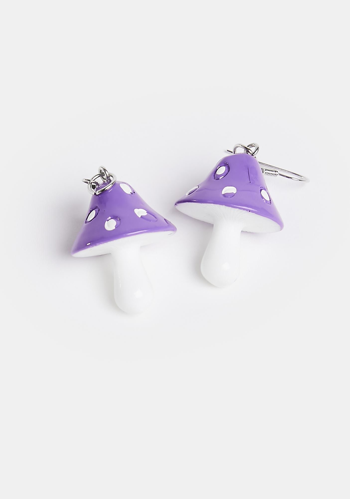 Purple mushroom earrings
