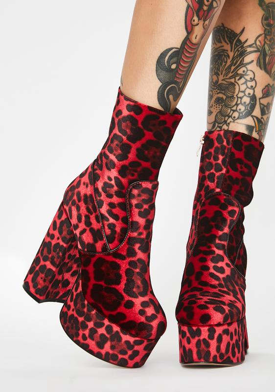 leopard print chunky boots