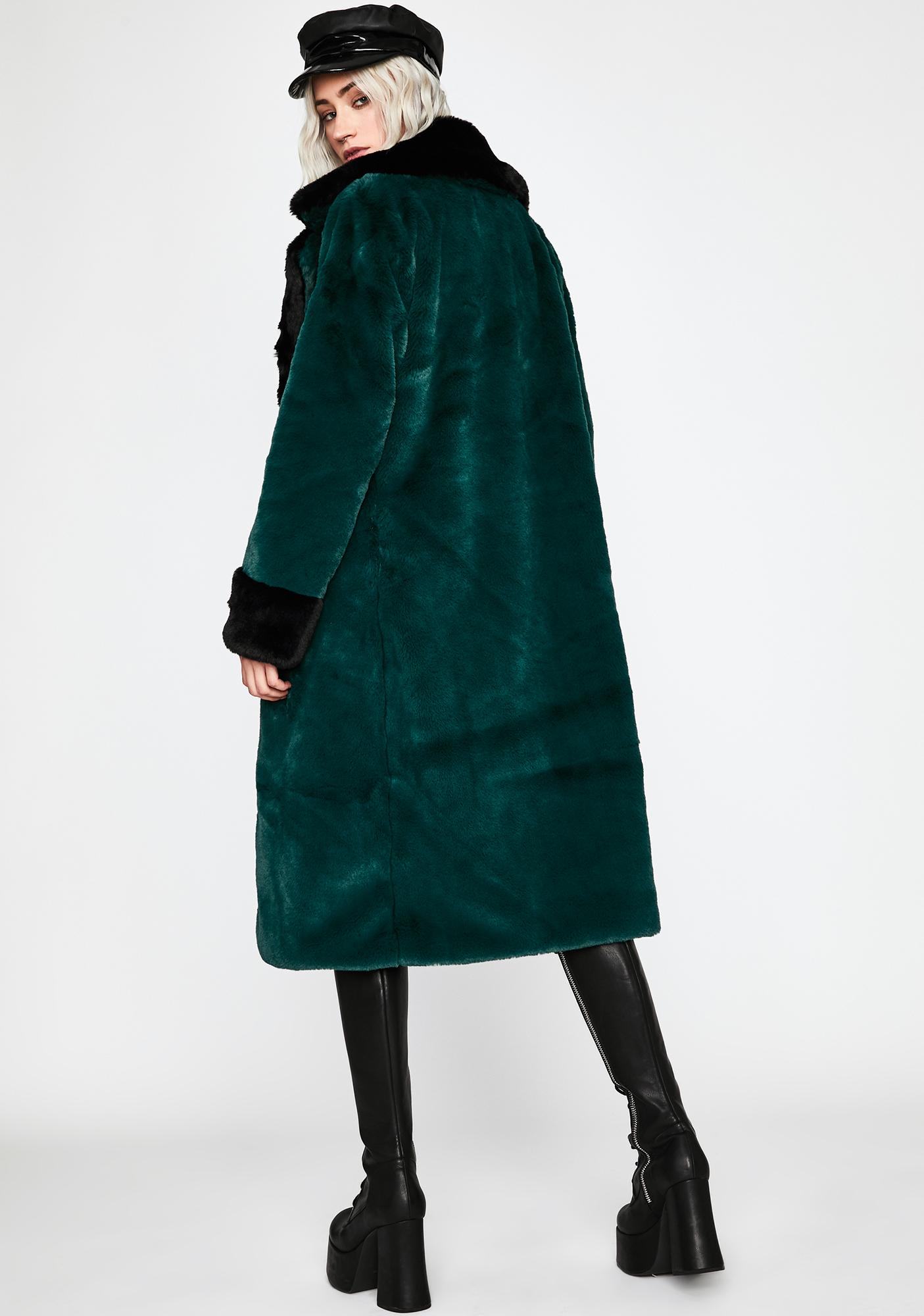 teal fur collar