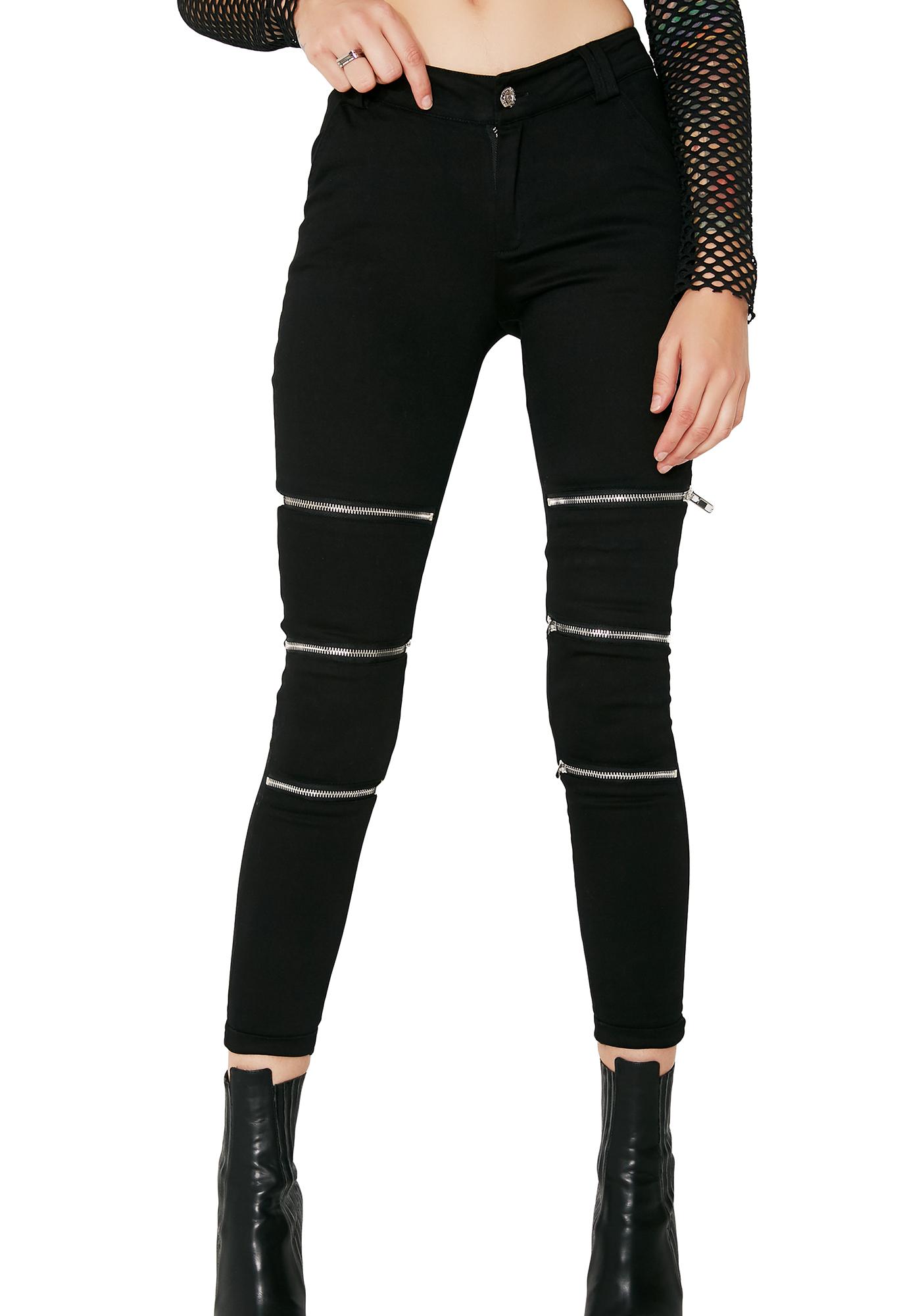 black skinny jeans with zippers