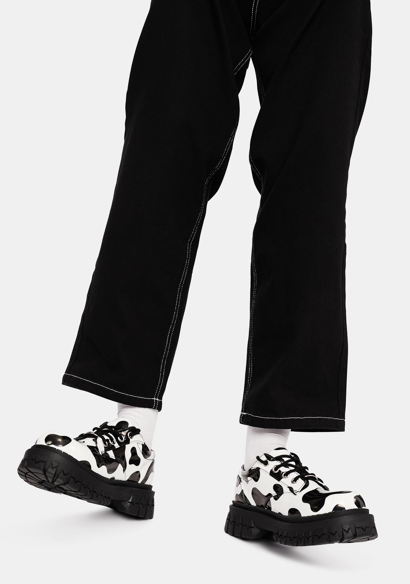 cow print platform sneakers