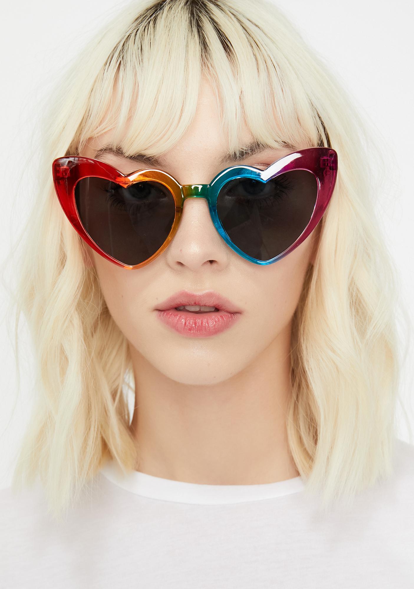 heart shaped rainbow sunglasses