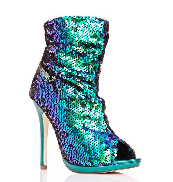 green sequin booties