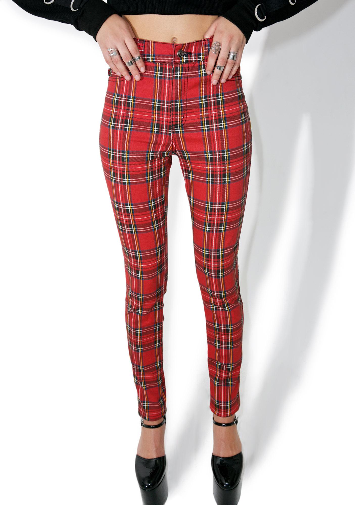 plaid pants high waisted