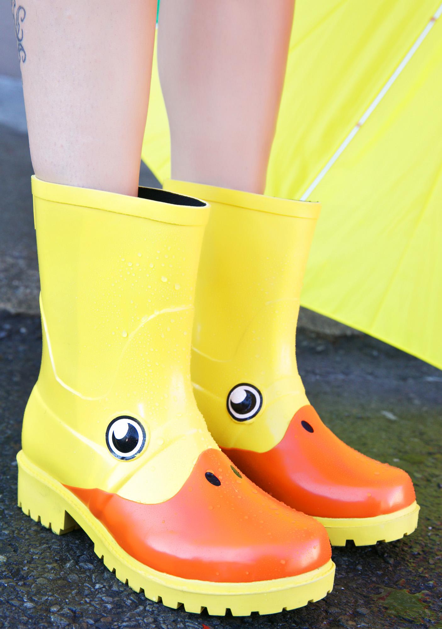 yellow rubber duck rain boots