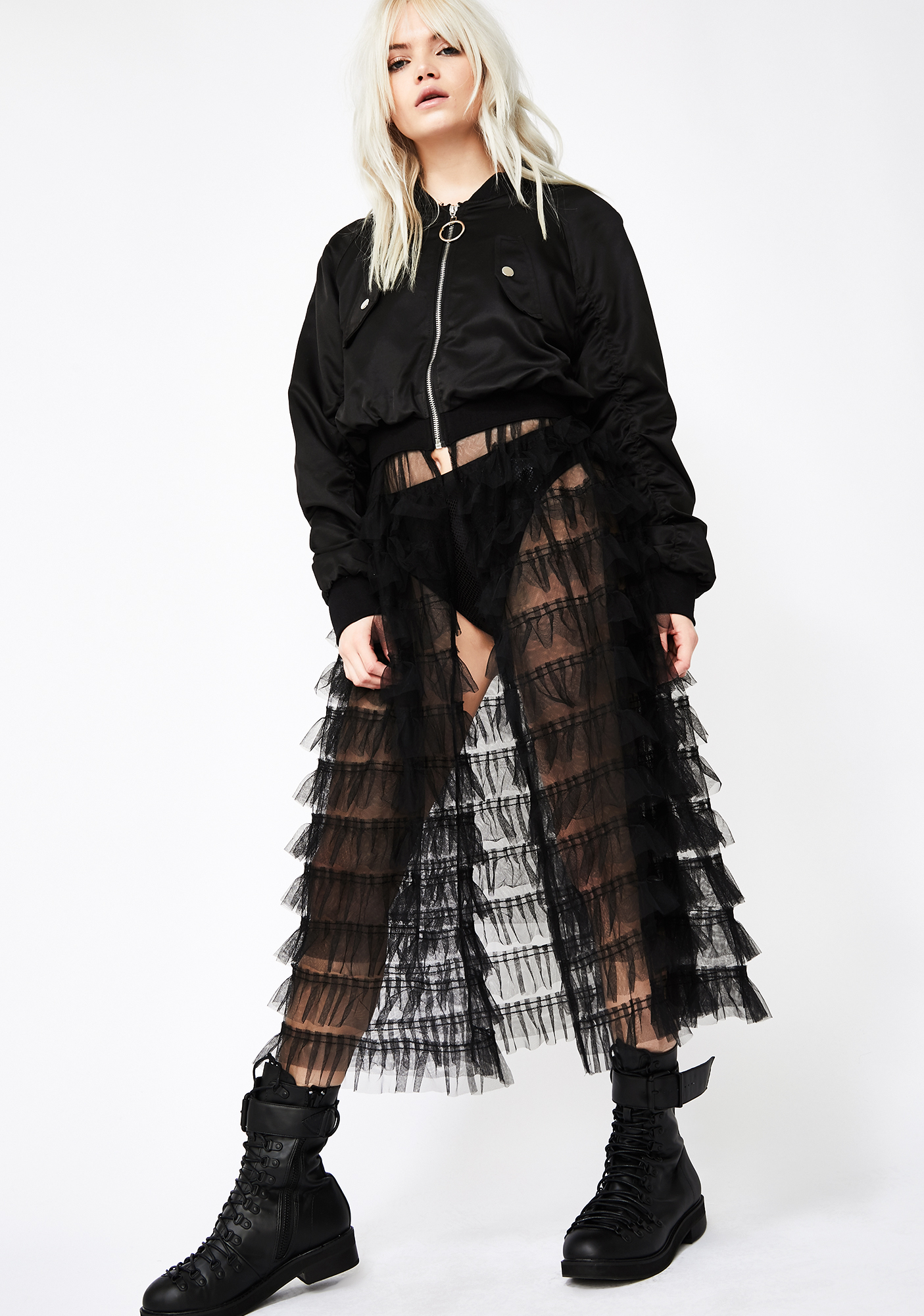 tulle bomber jacket