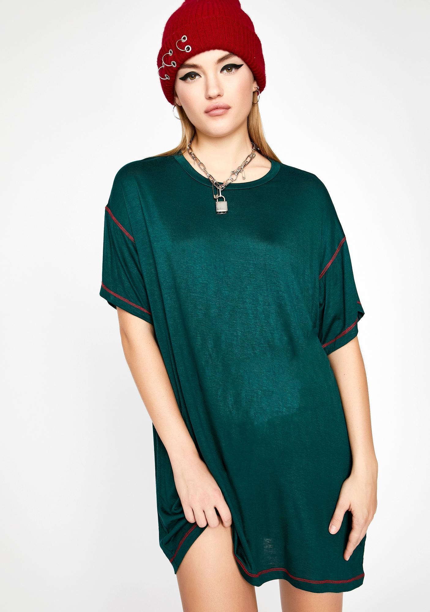 emerald green t shirt dress