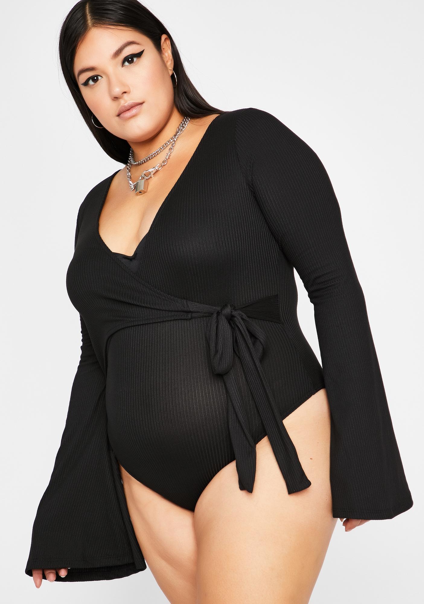 black wrap bodysuit long sleeve