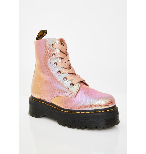 molly pink iridescent boots