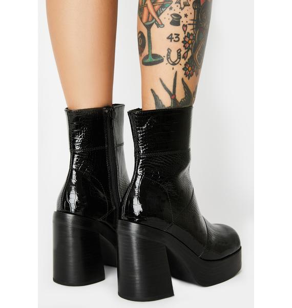 black croc platform boots