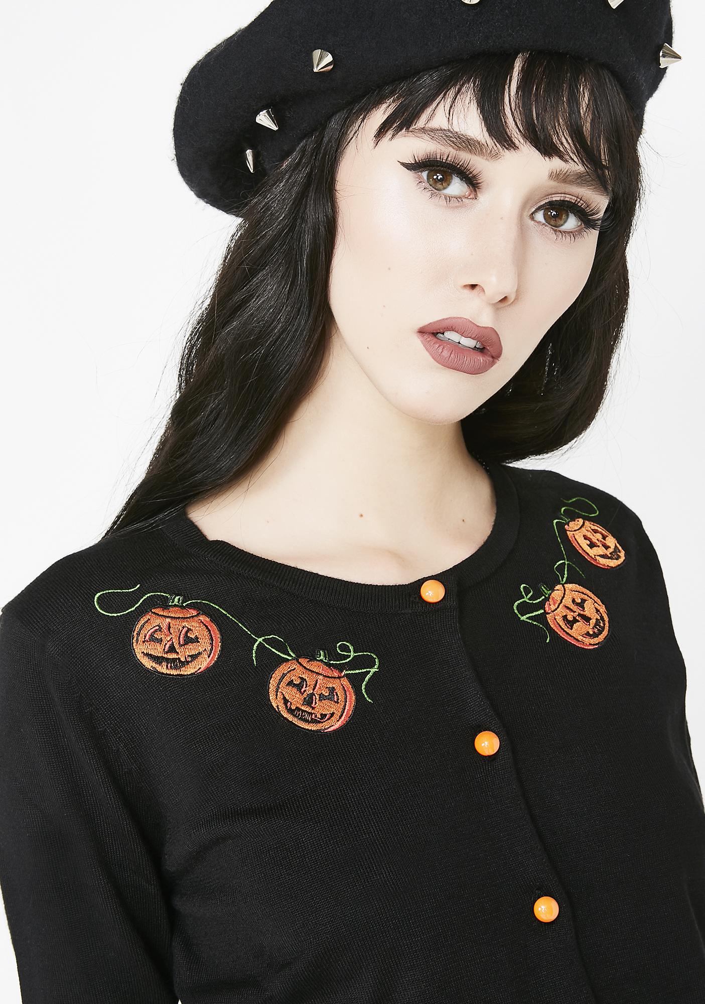 sourpuss pumpkin queen cardigan