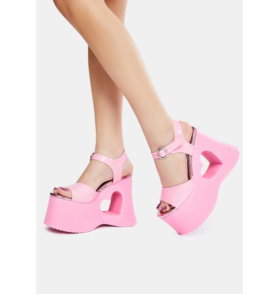 Dolls Kill x Bratz Heart Cut Out Platform Sandals Pink Dolls Kill