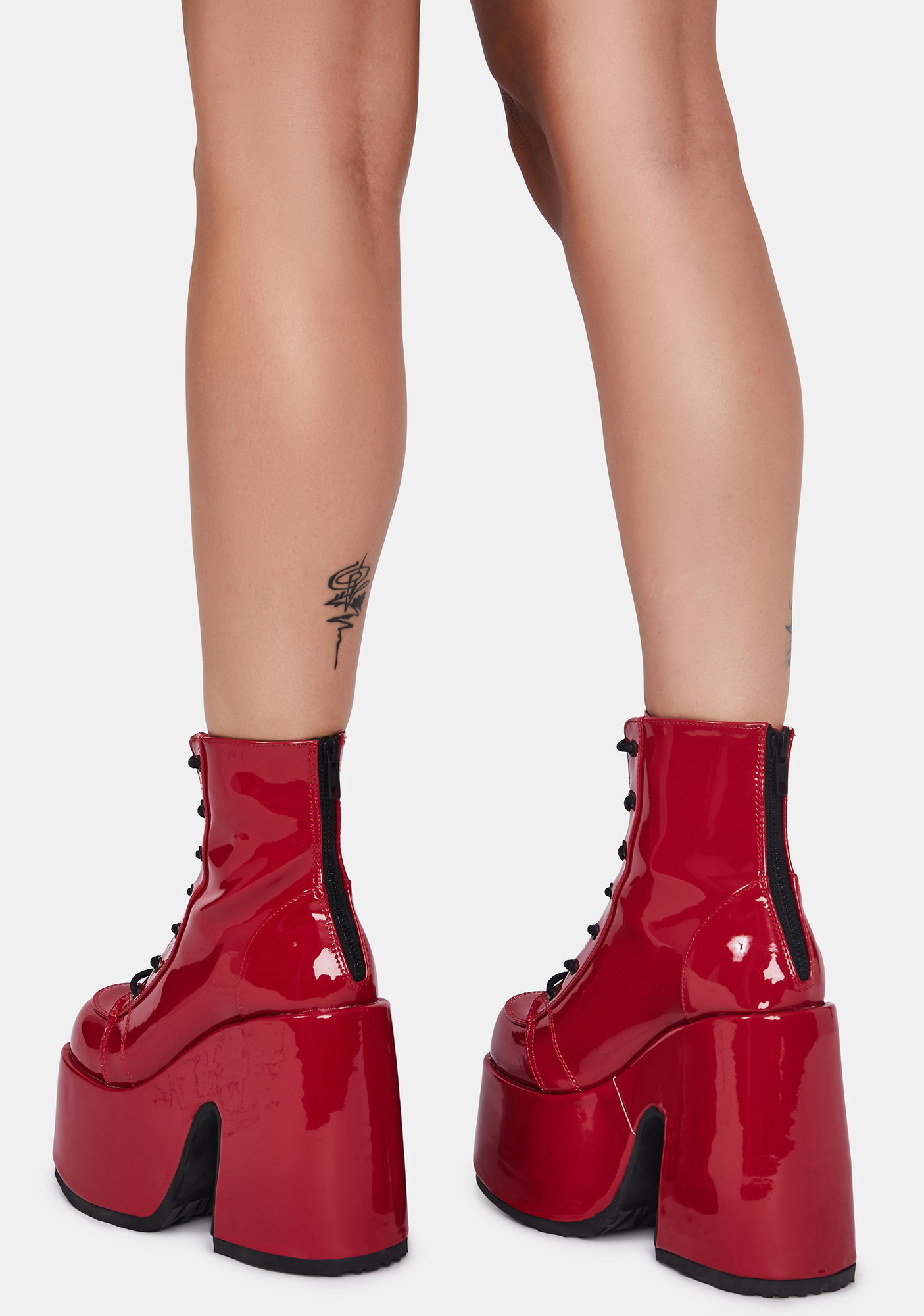 demonia red platform boots