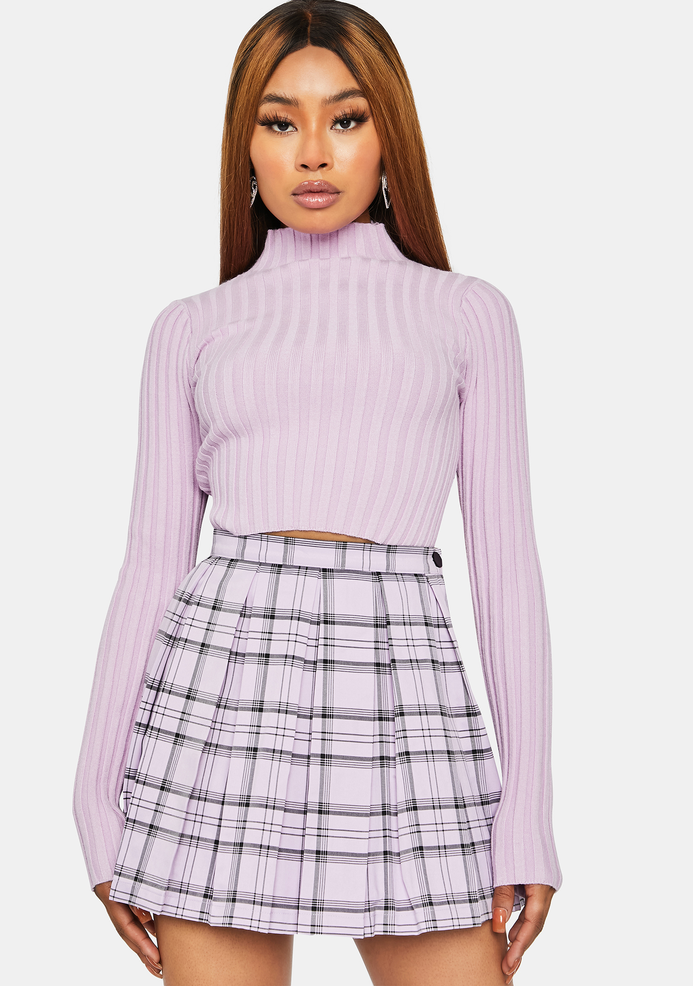 lilac mock neck sweater