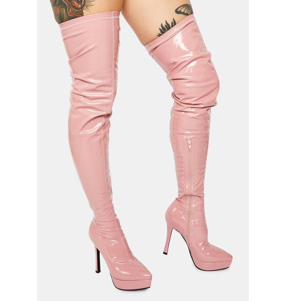 thigh high money print boots