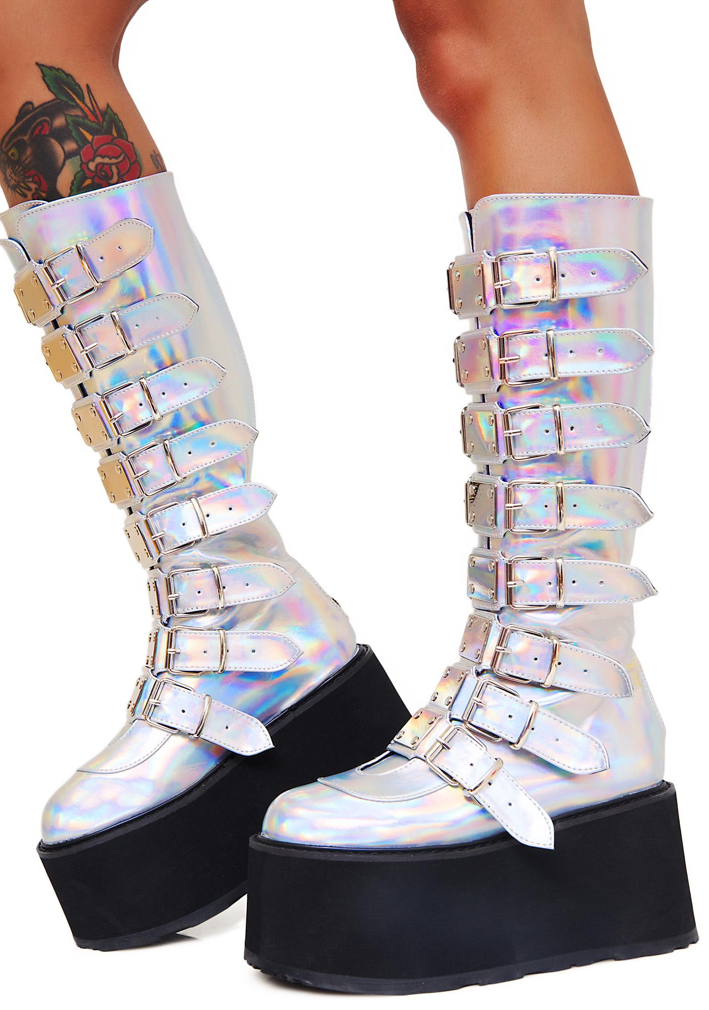 platform holographic boots