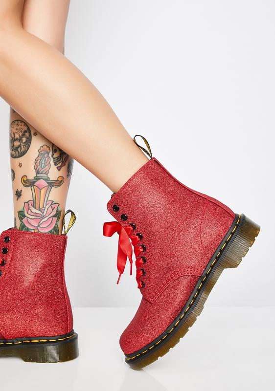 dr martens pascal glitter red