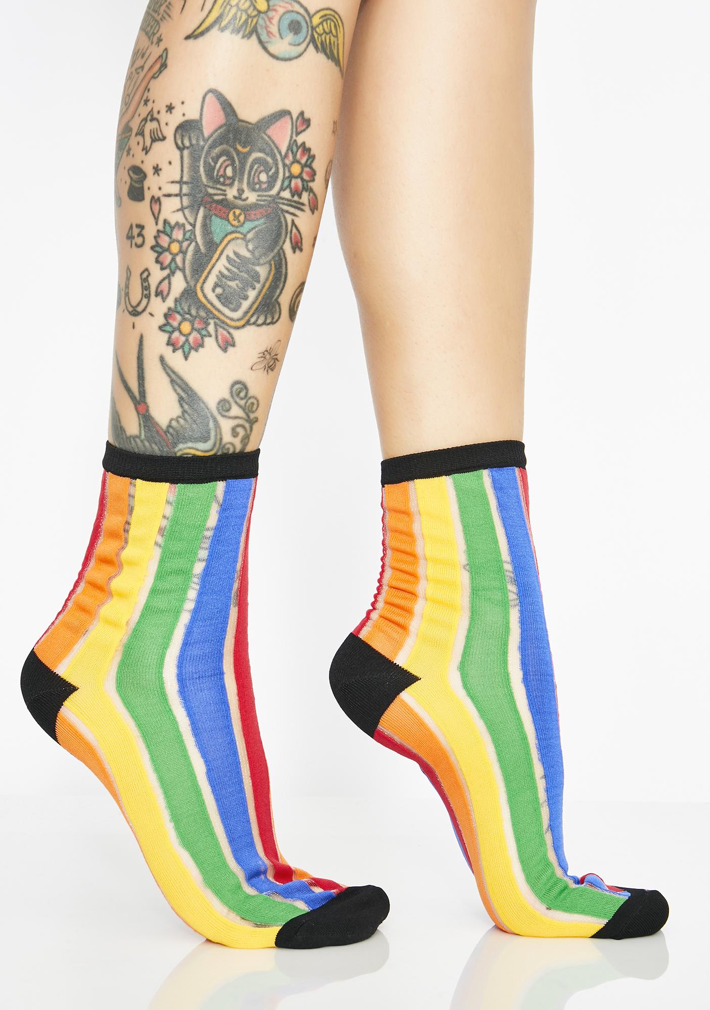 Rainbow Sheer Stripe Socks Dolls Kill