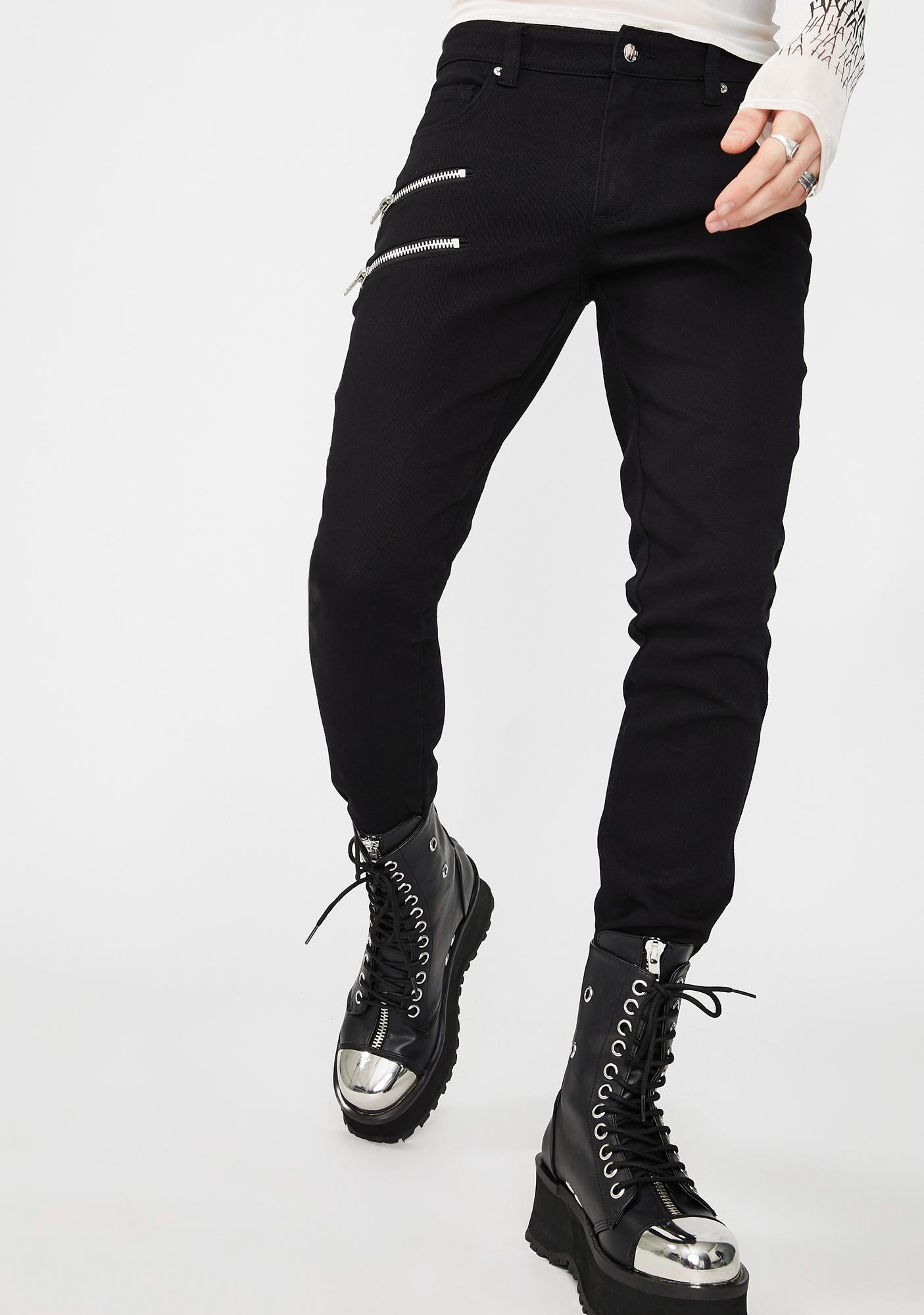 biker jeans with zippers