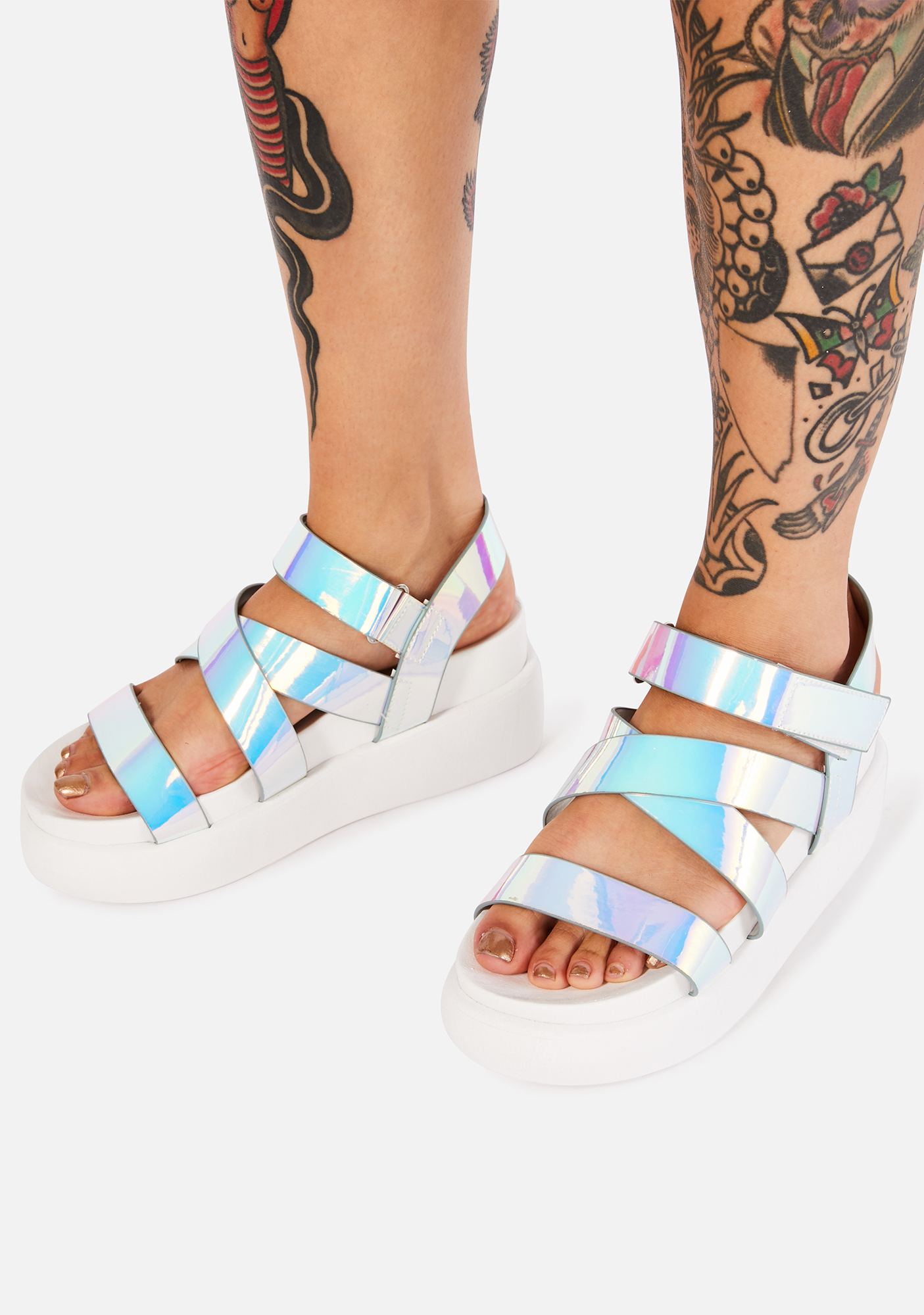 crossover platform sandals