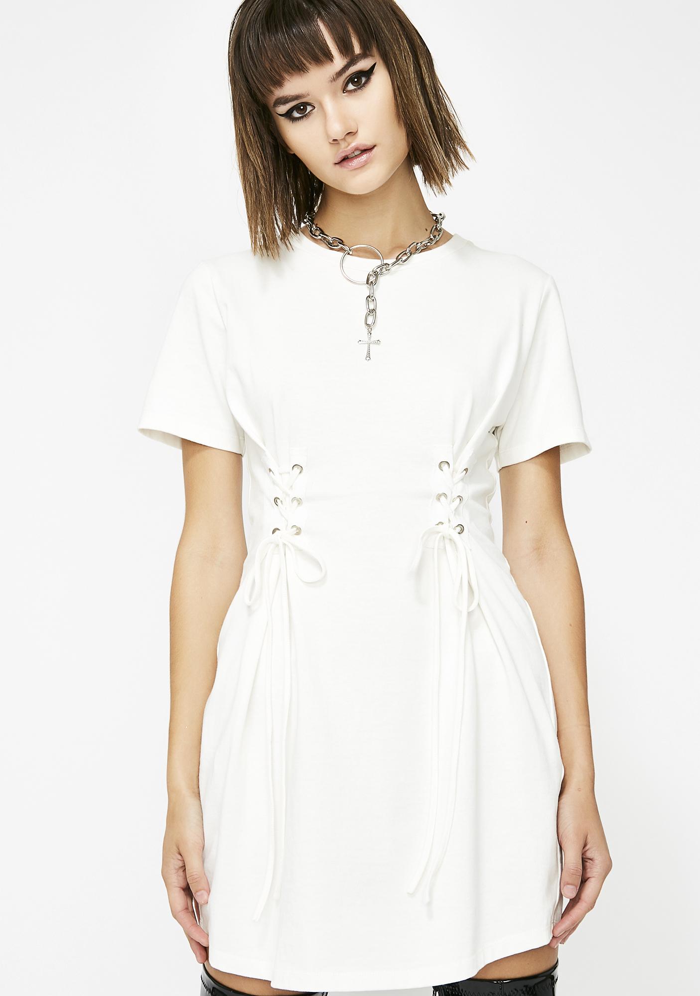 white corset t shirt dress