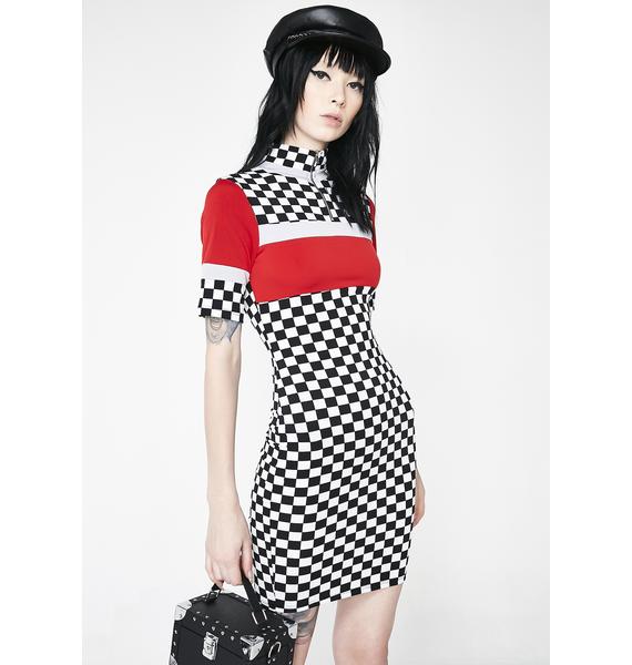 checkerboard bodycon dress