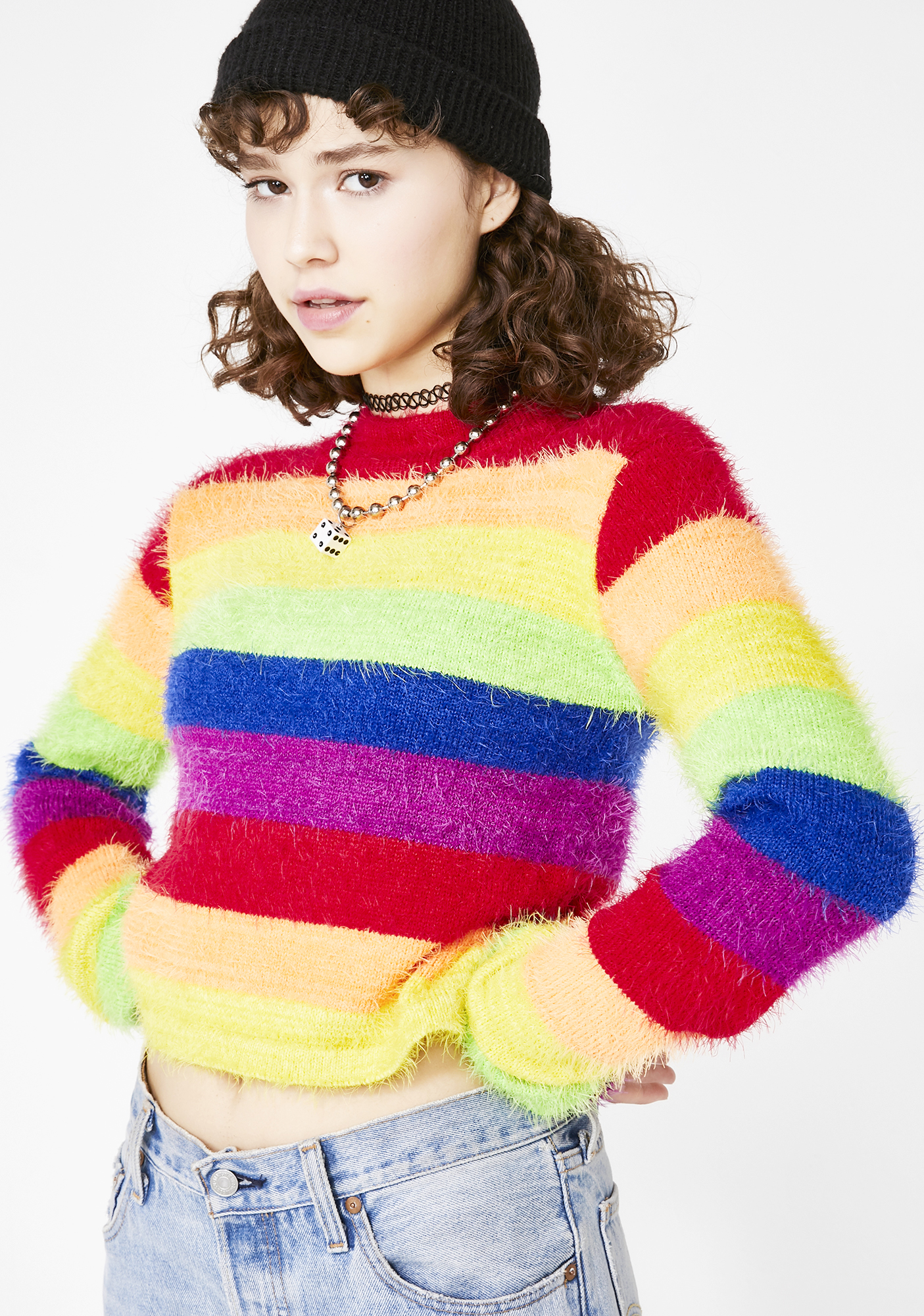 Current Mood Dream In Color Fuzzy Sweater | Dolls Kill