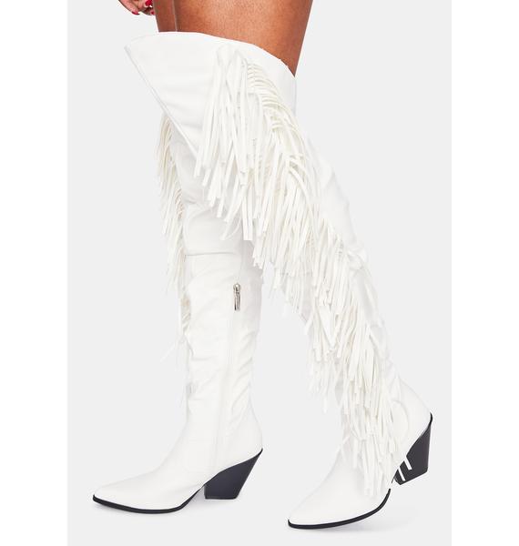 tall white boots cheap