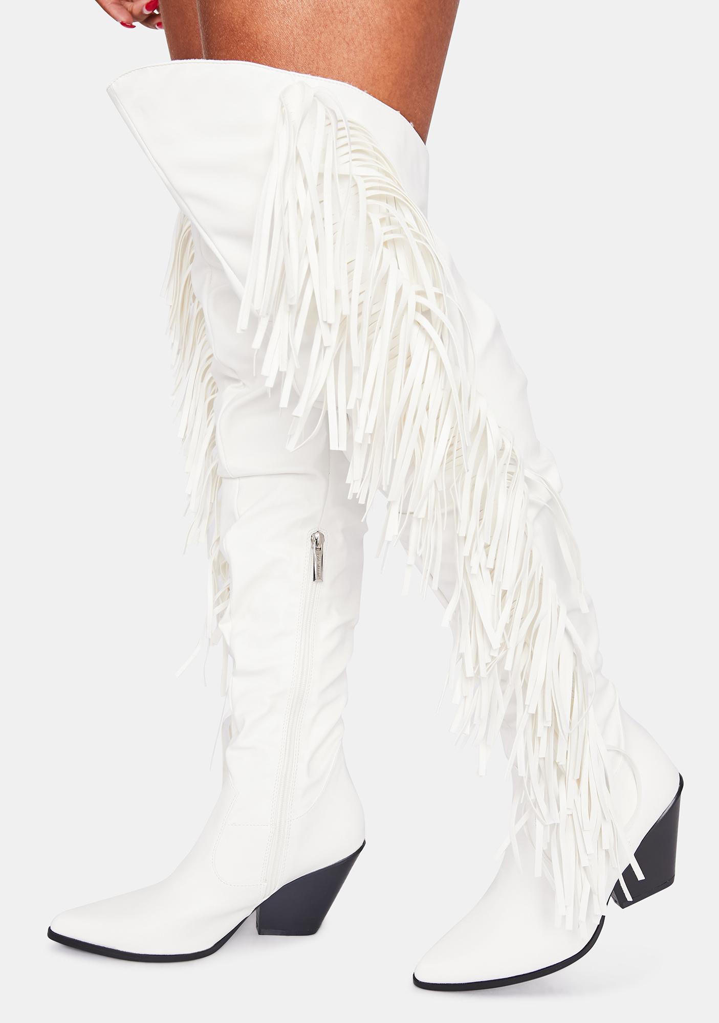 tall white boots cheap