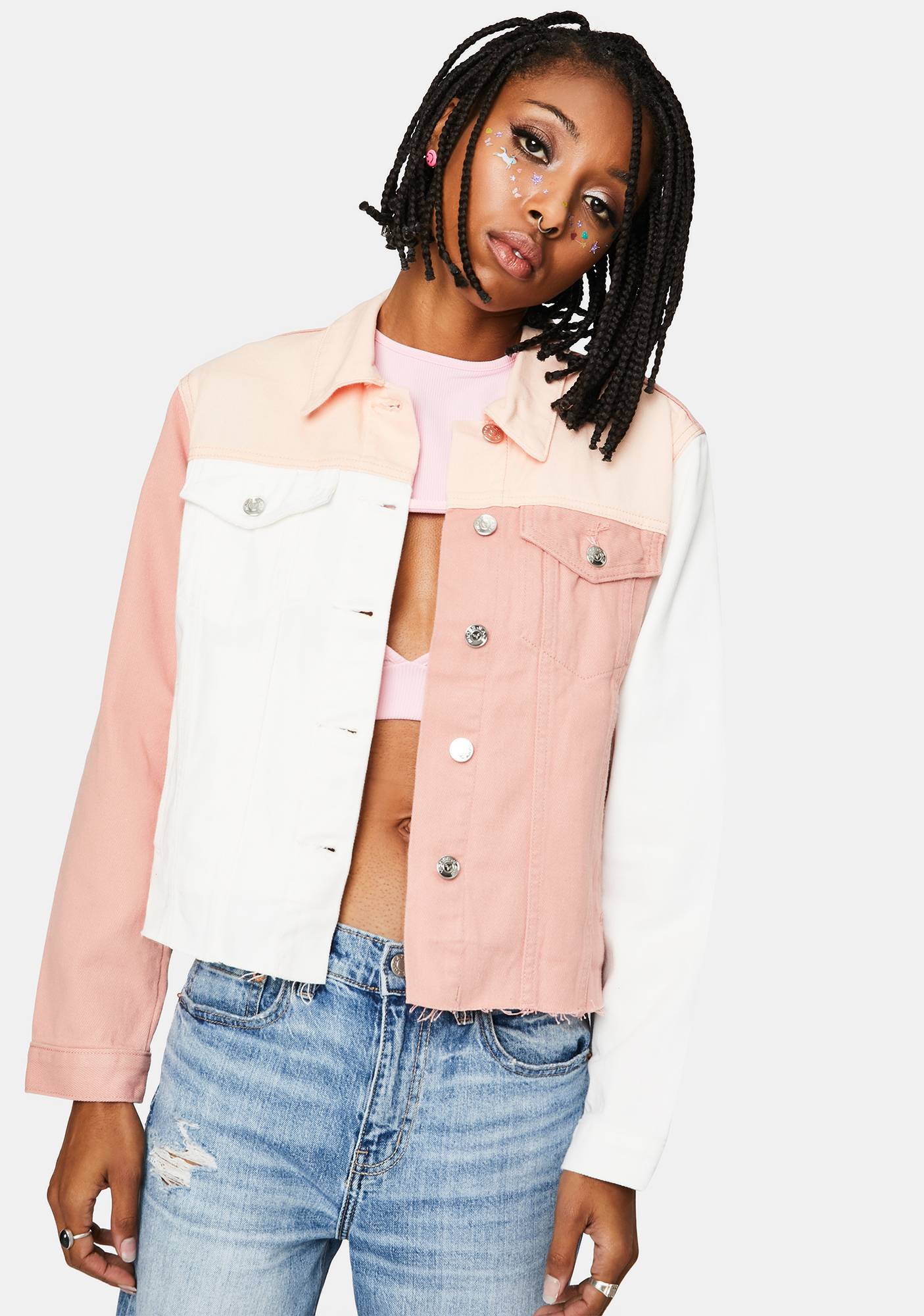 colorblock jean jacket