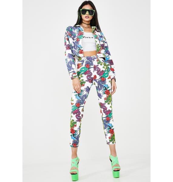 dragon print denim jacket