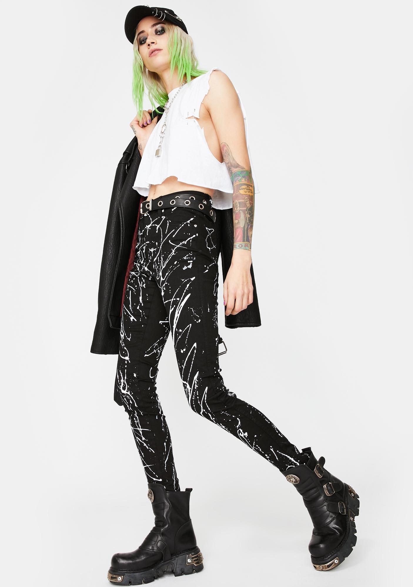 Tripp NYC Splatter Skinny Jeans Dolls Kill