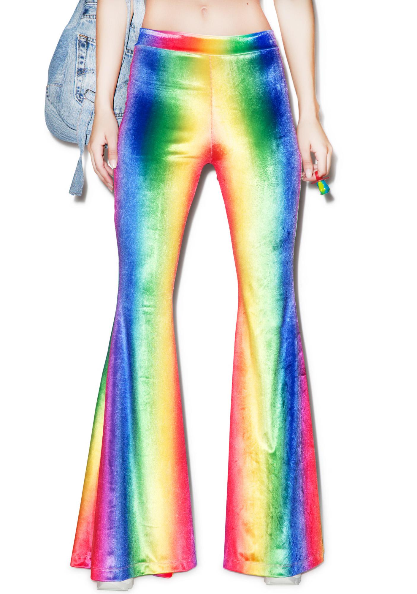 rainbow bell bottom pants