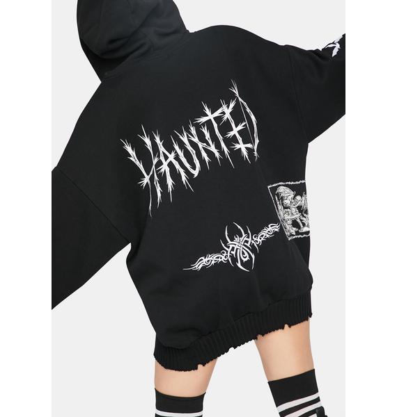 Dolls Kill Halloween Graphic Patch Hoodie Black Dolls Kill