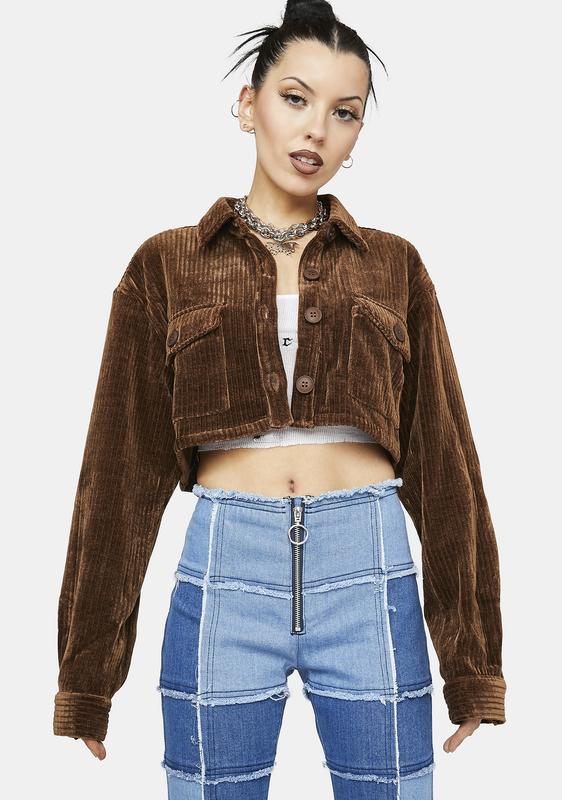 brown cropped corduroy jacket